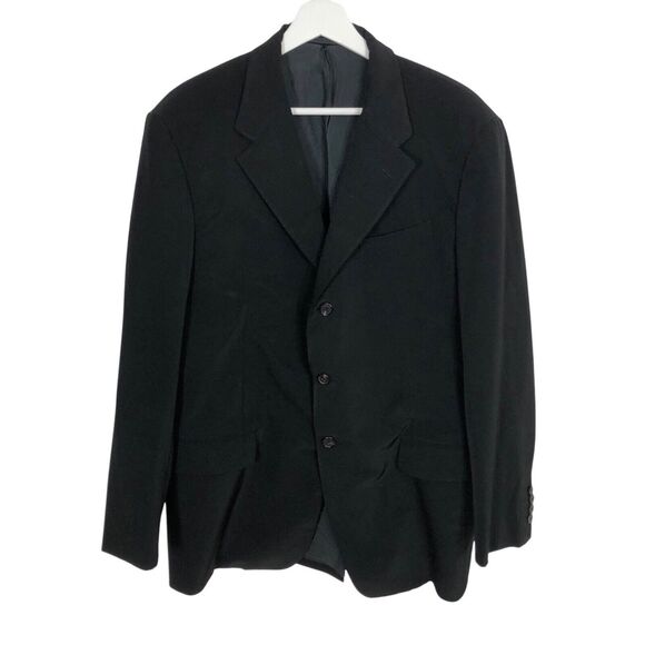 PRADA 52L US XL Mens Black Jacket 3 Button Front Long Classic Flawed Imperfect - Picture 1 of 12